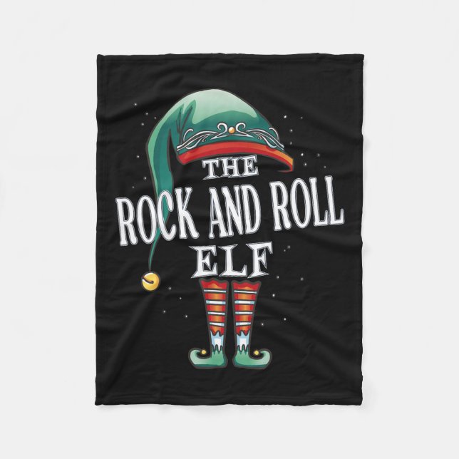 Rock And Roll Elf Christmas Group Xmas Pajama Part Fleece Blanket (Front)