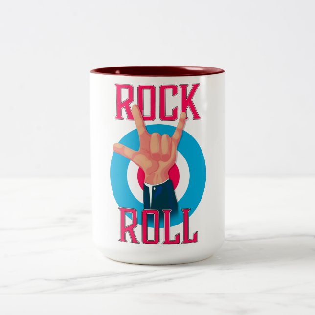Rock and roll Evil's horns Two-Tone Coffee Mug (Center)