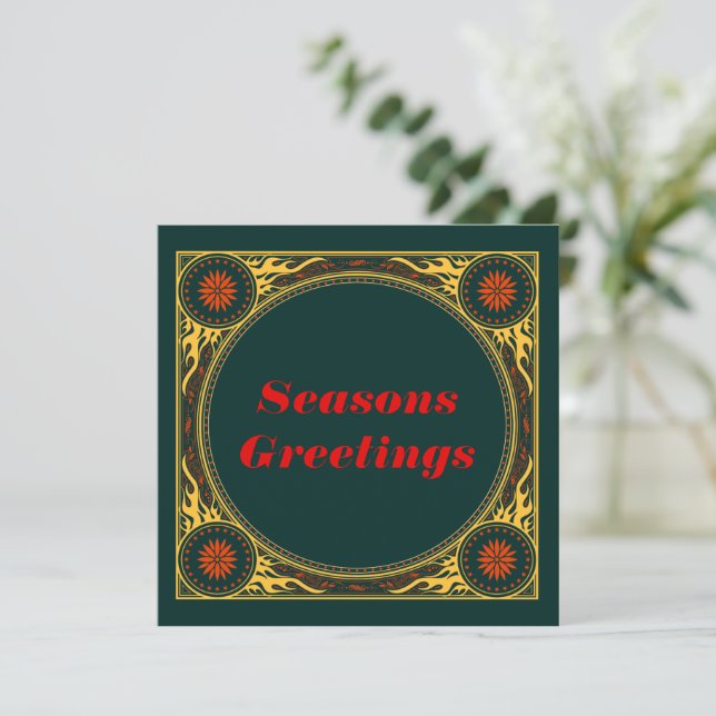 Rock and Roll Flames Christmas Holiday Card (Standing Front)