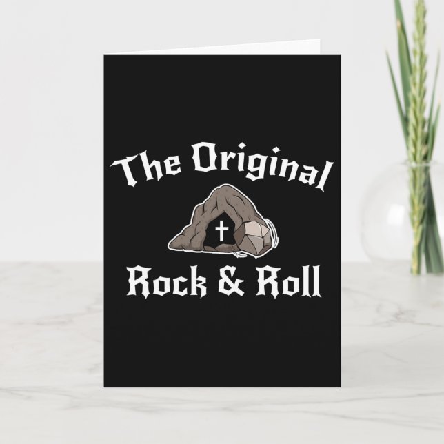 Rock And Roll Funny Easter Tomb Christian Original Card (Front)