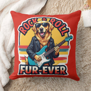 Rock and Roll Fur-Ever Golden Retriever Dog  Cushion