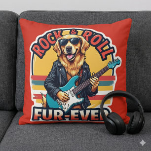 Rock and Roll Fur-Ever Golden Retriever Dog  Cushion