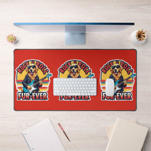Rock and Roll Fur-Ever Golden Retriever Dog  Desk Mat