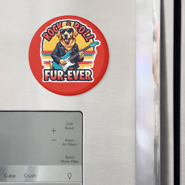Rock and Roll Fur-Ever Golden Retriever Dog  Magnet (In Situ (Fridge))
