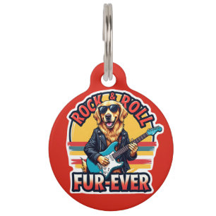 Rock and Roll Fur-Ever Golden Retriever Dog  Pet Tag