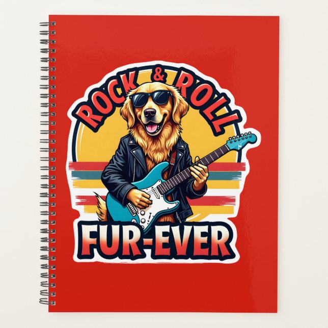 Rock and Roll Fur-Ever Golden Retriever Dog  Planner (Front)