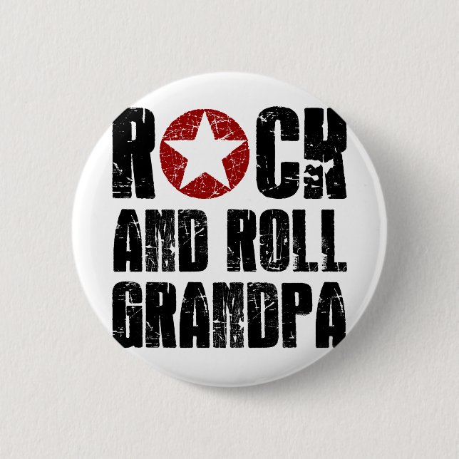 Rock And Roll Grandpa 6 Cm Round Badge (Front)