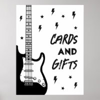 Rock and Roll Guitar Birthday Cards and Gifts Sign