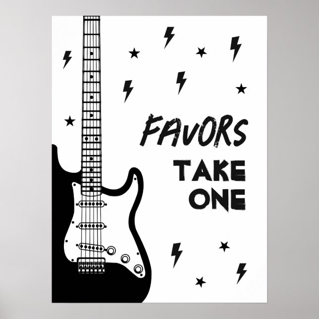Rock and Roll Guitar Birthday Favours Sign (Front)