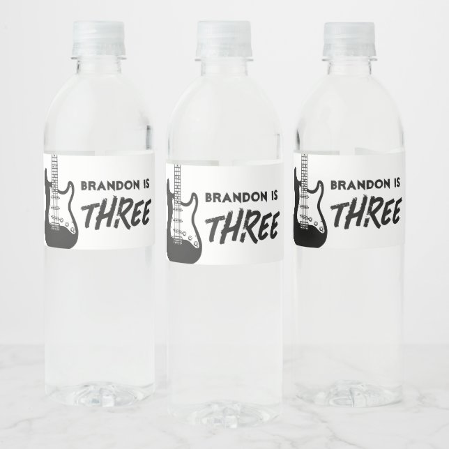 Rock and Roll Guitar Birthday Water Bottle Label (Bottles)