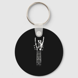Rock and roll guitar bone skeleton sign vintage key ring