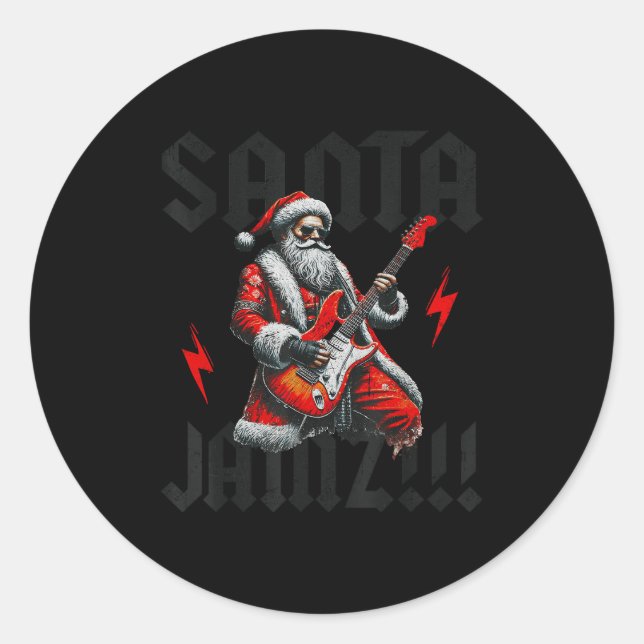 Rock And Roll Guitar Christmas For Women Men Boys  Classic Round Sticker (Front)