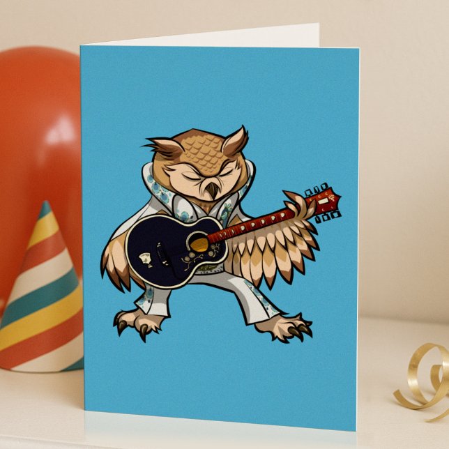 Rock and Roll Guitar Owl in Jumpsuit Cartoon (Creator Uploaded)