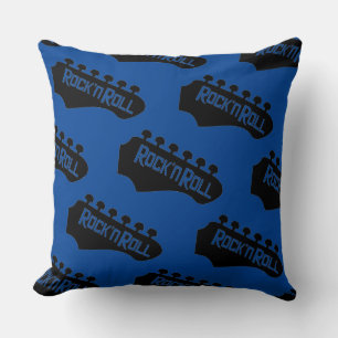 Rock and Roll Guitar Pattern Blue Cushion
