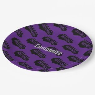 Rock and Roll Guitar Pattern Paper Plate