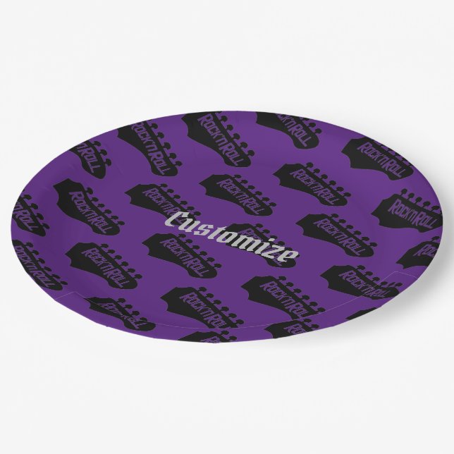 Rock and Roll Guitar Pattern Paper Plate (Angled)