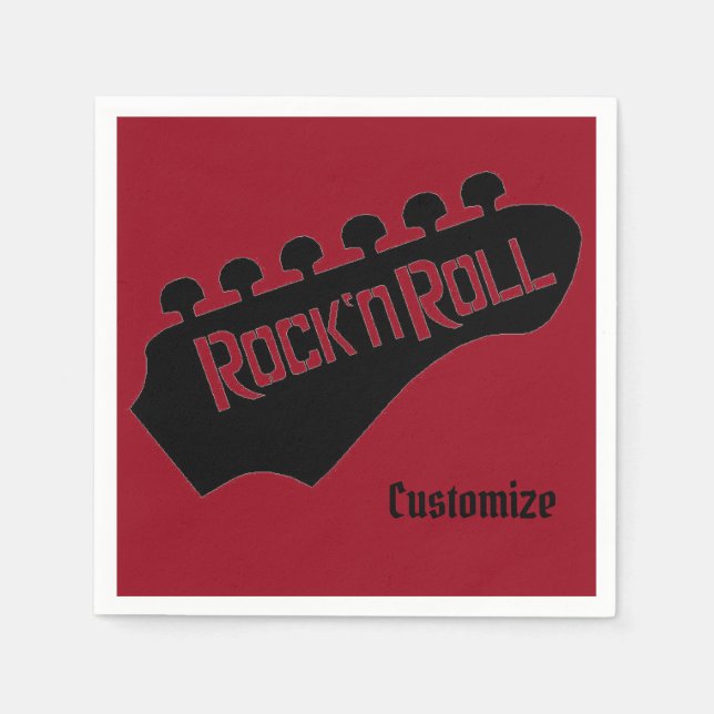 Rock and Roll Guitar Personalised Napkins (Front)