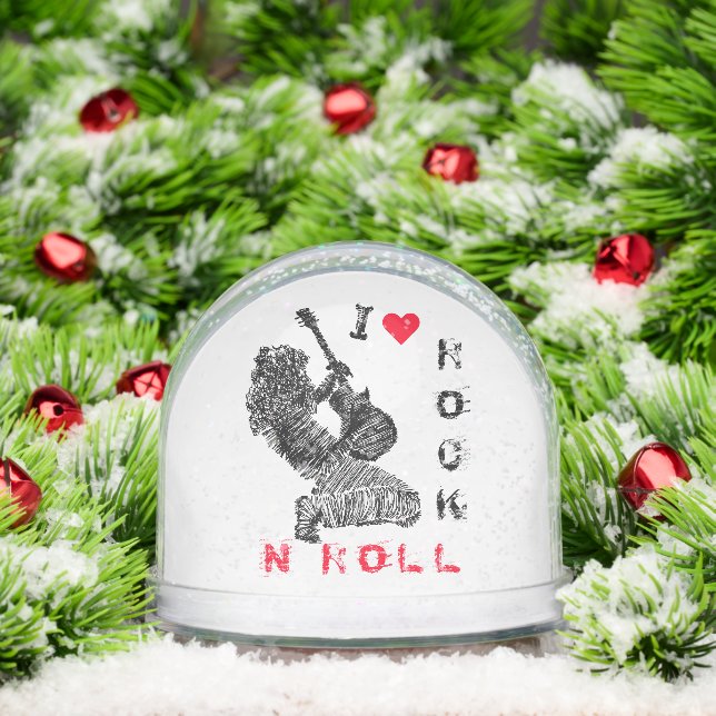 Rock and Roll Guitar Player Snow Globe (Christmas)