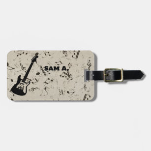 Rock and Roll Guitar Sound Wave Luggage Tag