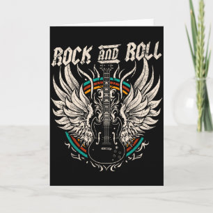 Rock And Roll Guitar Vintage Rock Music  Card