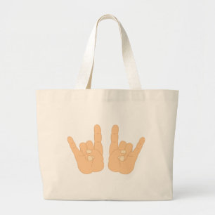 Rock and Roll Hand Sign Large Tote Bag
