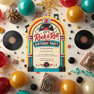 Rock and Roll Jukebox Vintage Music Birthday Invitation