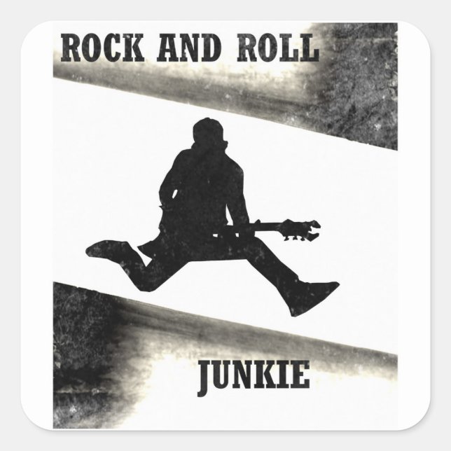 Rock and Roll Junkie Square Sticker (Front)