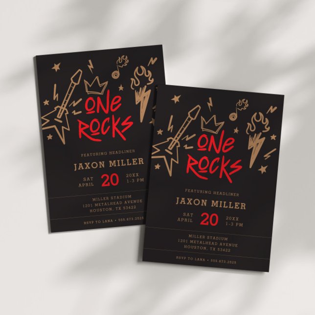 Rock and Roll Kids' Metal 1st Birthday Invitation (Creator Uploaded)