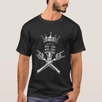 Rock and Roll King Skeleton Hands and Guitar Rock  T-Shirt