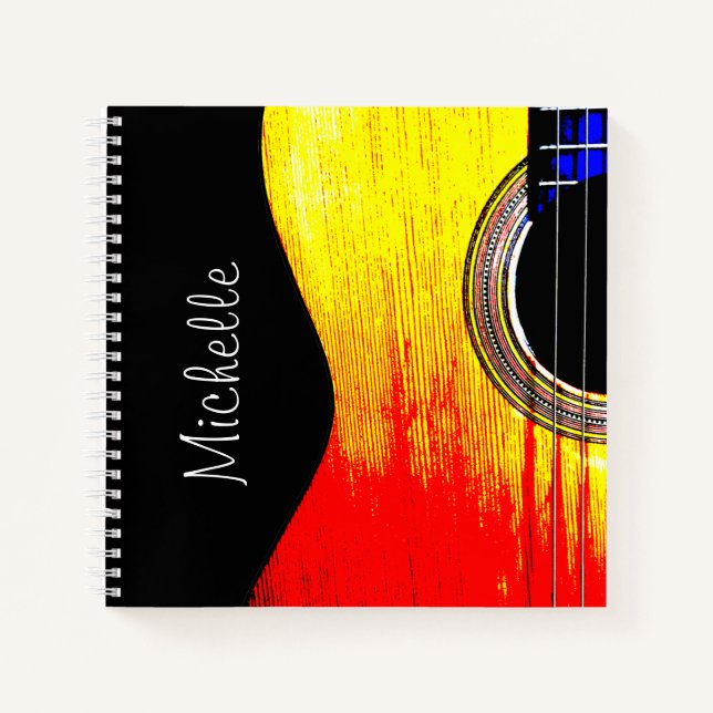 Rock and Roll Monogram Red and Yellow Guitar Notebook (Front)