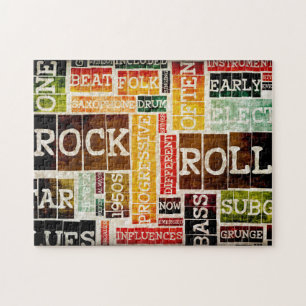 Rock and Roll Music Poster Art as Background Jigsaw Puzzle