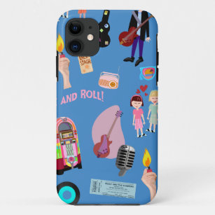 Rock and Roll Oldies Cartoon Happy Fun Pattern Case-Mate iPhone Case