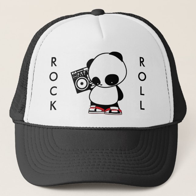Rock and Roll Panda Trucker Hat (Front)