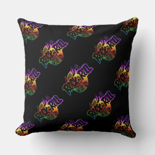 Rock and Roll Rainbow Music Pattern Throw Pillow