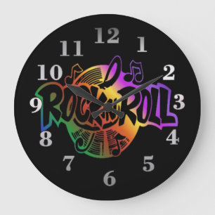 Rock and Roll Rainbow Music Theme Wall Clock
