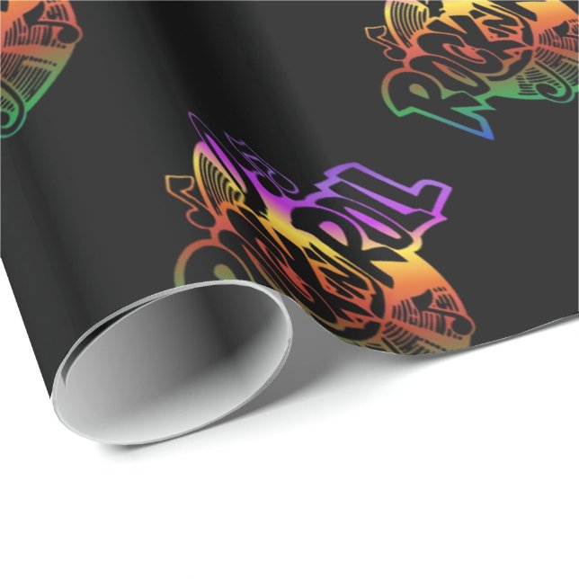 Rock and Roll Rainbow Music Theme Wrapping Paper (Roll Corner)