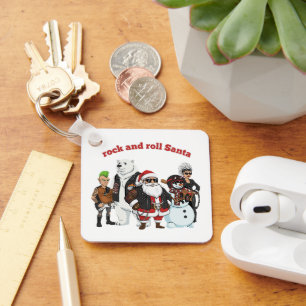 Rock and Roll Santa Funny Biker Punk Christmas Key Ring