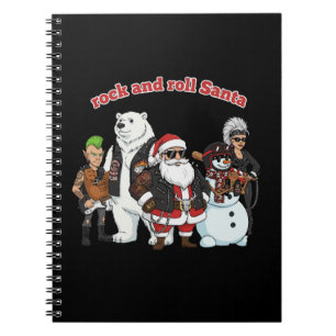 Rock and Roll Santa   Funny Biker Punk Christmas  Notebook