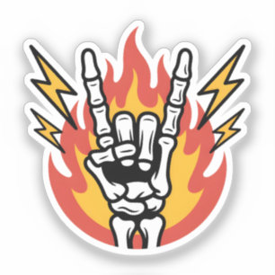 Rock and Roll Skeleton Hand: Classic Rock On Sign