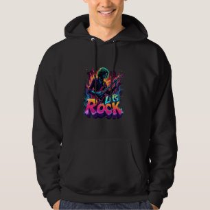Rock And Roll Skeleton Hand Graphic Lets Rock On B Hoodie