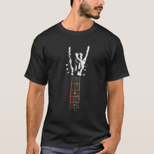Rock And Roll - Skeleton Hand Rock On Guitar T-Shirt