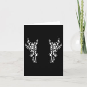 Rock And Roll Skeleton Hands Rock On Funny Rocker  Card