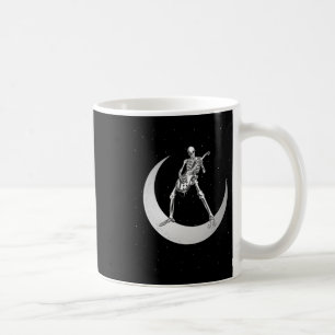Rock And Roll Skeleton Playing Guitar Rock On Moon Coffee Mug