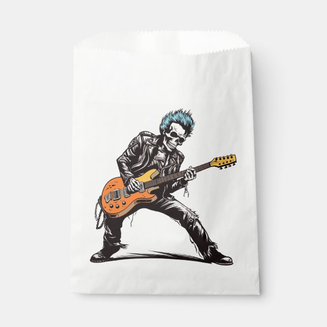 Rock and Roll Skeletons Birthday Party Favour Bag (Front)