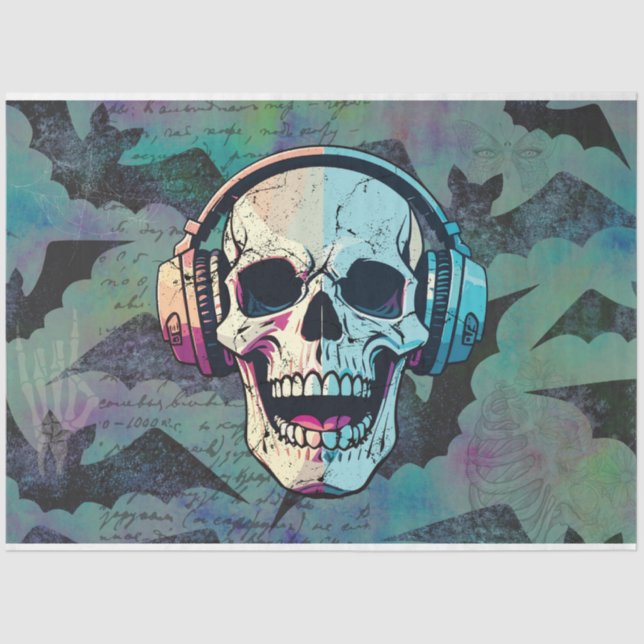 Rock and Roll Skull and Bats Decoupage Paper (Front)