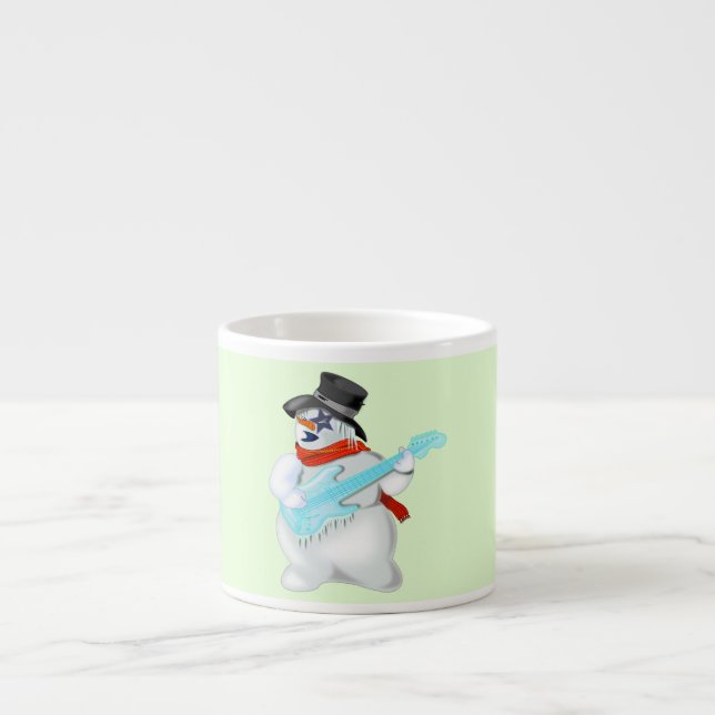 Rock and Roll Snowman Espresso Cup (Front)