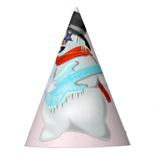 Rock and Roll Snowman Paper Party Hat
