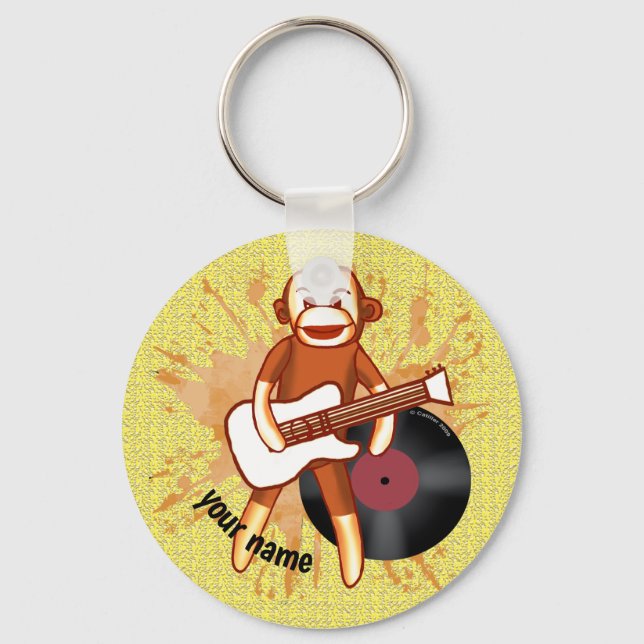 Rock and Roll Sock Monkey Key Ring (Front)