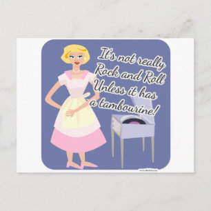 Rock and Roll Tambourine Fifties Housewife Postcard