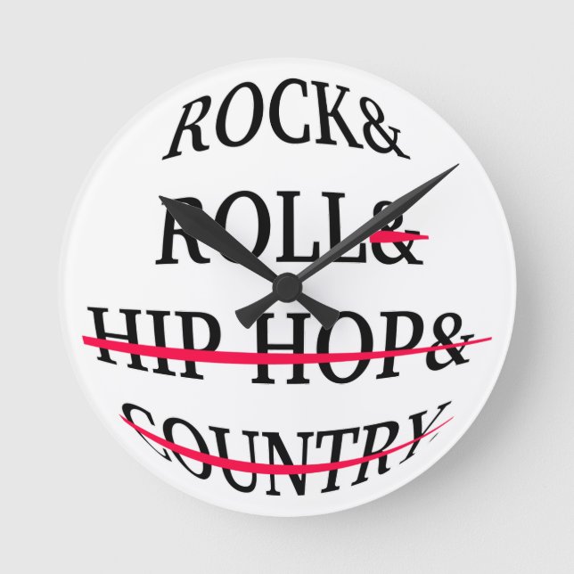 Rock and Roll Text Round Clock (Front)